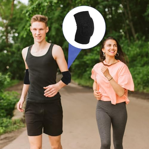 1 Pair Elbow Pads, Breathable Arm Brace Pads Anti-Collision Elbow Protector Strap Support Fitness Volleyball Basketball Tennis Golfers Arm Protector with Padded for Men and Women Elderly (Black, S)