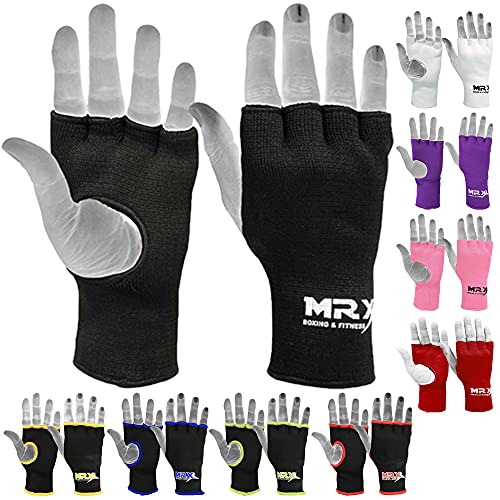 Muay Thai Boxing Inner Gloves Protective Hand Wrap MMA Fist (Black, Large) - color: Black, size: Large