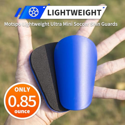 Extra Mini Soccer Shin Guards for Toddler, Kids, Youth & Adults | Ultra Lightweight Insert Small Shin Pads, Boys Girls Men Women, Shock-Absorbing Protection, 3.7×2.4 In, Training & Matches - color: Blue