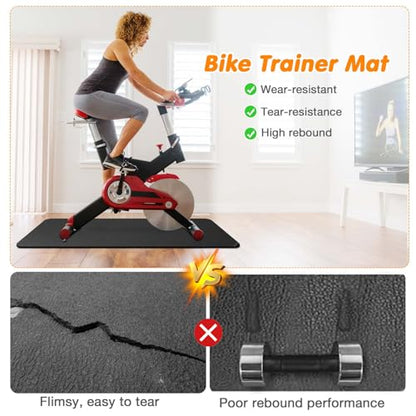 Treadmill Mat Compatible with Peloton Bike, 6mm Thick Exercise Bike Mat for Treadmill and Row Protect Hardwood Floor Carpet