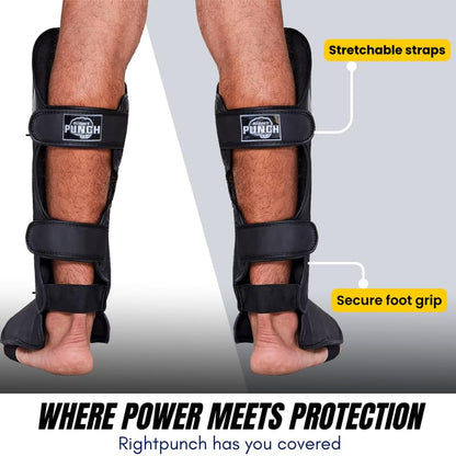Shin Guards Kickboxing Leg Pads with Instep Protection, Muay Thai MMA Martial Arts Kicking Sparring Training Gear - color: Black, size: Medium