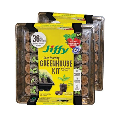 Jiffy Seed Starting Tray Kit - 36 Cell Germination Tray, Portable - 2 Pack, 72 Pellets - Plastic - style: 2 Greenhouse Kit