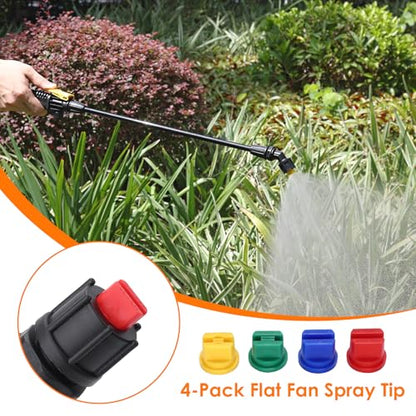Acid Resistant Sprayer Wand with Fan Nozzles, Pump Replacement Sprayer Wand with 1/4" & 3/8" Brass Barbs and 2 Hose Clamps