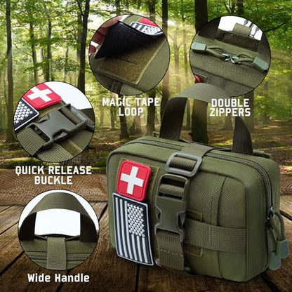 Upgrade Molle Rip Away Ifak Pouch, Tactical Small Belt First Aid Pouch Medical Utility EMT Pouch Only - color: Upgrade - Green
