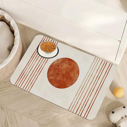 Sun Boho Dog Food Mat for Floors,Absorbent Quick-Dry Pet Feeding Mat, Cat Dog Bowl Mats for Food and Water, Non-Slip Pet Accessories Supplies 16"x24" - color: Sun Boho, size: 16"L x 16"W