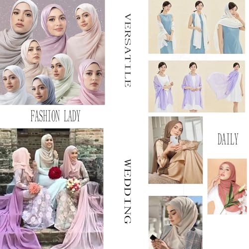 Chiffon Hijab Scarf Head Wrap Lightweight Scarves for Women Pashmina Shawls and Wraps for Evening Dresses Solid Color - color: Coffee 7#