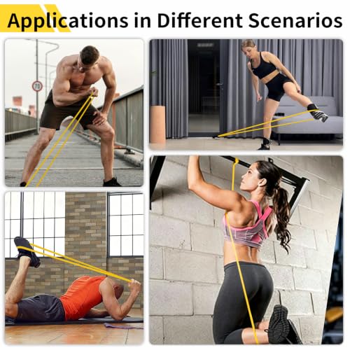 12-Pack Resistance Bands Set - Pull Up Assist, Strength Training & Physical Therapy for Home Gym | Exercise Loop Bands for Men & Women - color: Yellow 5-15lbs