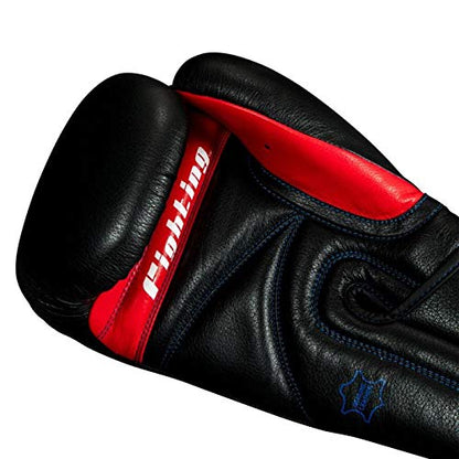 Fighting Leather Training Gloves - Boxing, MMA, Kickboxing, Punching Bag, Sparring Oz Gloves - color: Black, size: 14 oz