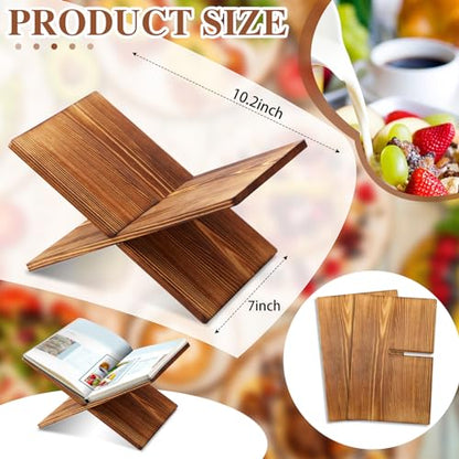 Geetery Book Stand Bamboo Book Holder for Display Reading Textbook Holder Open Display Stand for Open and Closed, Cookbook, Magazines, Textbooks, Recipe(Dark Brown) - color: Dark Brown