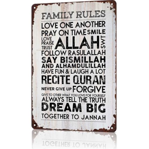 Islamic Family Rules Vintage Metal Wall Art Signs 8X12 In