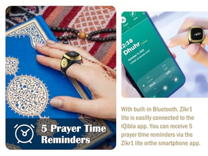 Smart Ring Counter, Smart Tasbih Zikr Ring, Muslim Islamic Prayer Smart Rings, Tasbih Counter Smart Ring, Tasbeeh Smart Counter, Digital Electronic Smart Tally Counter for Prayer (Black,20MM)