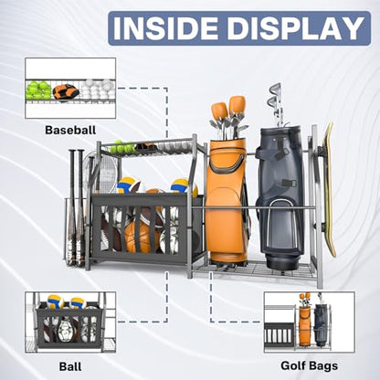 WALMANN Garage Sports Equipment Organizer, Ball Storage Stand, Indoor Golf Bags Stand for Garage - style: Stand for 2 Bags