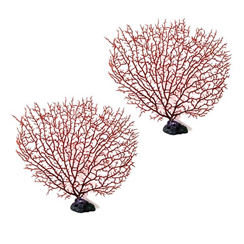 CNZ® Artificial Coral Plant for Fish Tank Decorative Aquarium Reef Ornament (Red Coral Tree, 2pcs) - color: Red Coral Tree, 2pcs
