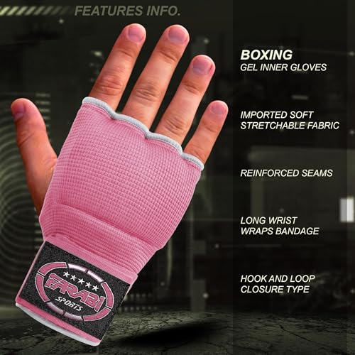 FARABI Kids Hybrid Boxing Inner Gloves Punching Boxing Gloves - color: All Pink