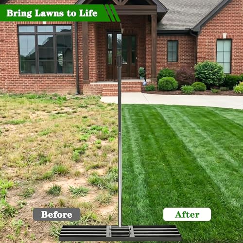 Lawn Leveling Rake 30x10 inch - Professional Ground Leveler for Soil & Sand, 6.5FT Ergonomic Long Handle Landscape Rake for Garden, Backyard, Top Dressing , Black - size: 30x10inch-6.5FT
