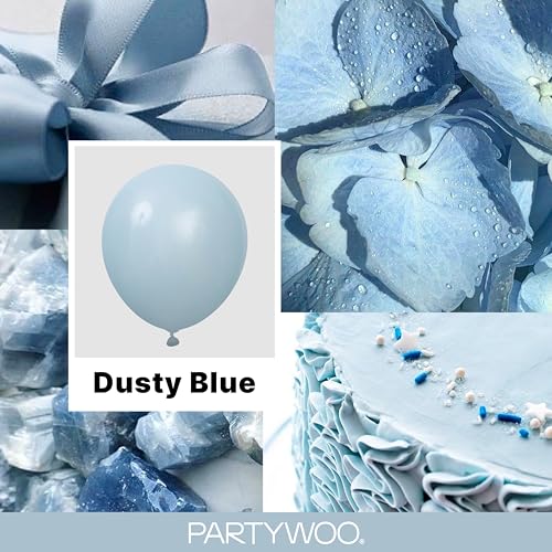 PartyWoo 더스티 블루 풍선 140피스 다양한 사이즈 45.7cm(18인치), 30.5cm(12인치), 25.4cm(10인치), 12.7cm(5인치), 라이트 블루 아쿠아 보헤미안 풍선 아치 키트 가랜드, 졸업 베이비 샤워, 성별 공개 생일 파티 장식, 블루-F28 - color: 블루-f28