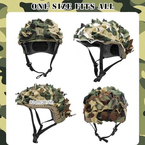 4 Pcs Helmet Cover Tactical Scrim Airsoft Leaf Cover Camo Military Gear Combat Fast Tactical Accessories Military Paintball Hunting Shooting Gear, Helmet Not Included