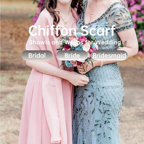 Harewom Chiffon Hijab for Women Sheer Shawl and Wraps for Wedding Bridal Scarves Summer Lightweight Sun-proof Scarf - color: Light Pink Chiffon Hijab Shawls Scarves