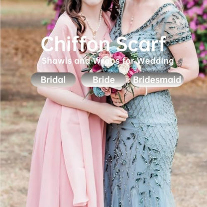Harewom Chiffon Hijab for Women Sheer Shawl and Wraps for Wedding Bridal Scarves Summer Lightweight Sun-proof Scarf - color: Light Pink Chiffon Hijab Shawls Scarves