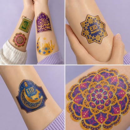 96 PCS Eid Ramadan Mubarak Pre-cut Temporary Tattoos - Eid Themed Party