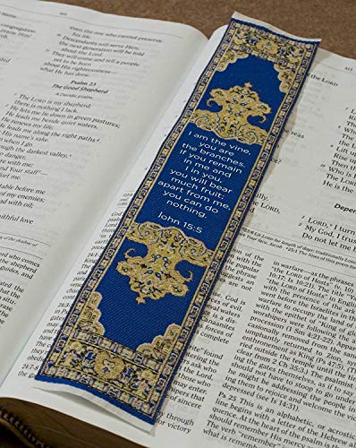 Woven Carpet Bookmark, Abide in Me, John 15:5, Traditional Turkish Design - color: Abide in Me, size: Single