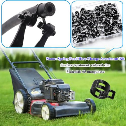 50Pcs 6mm Spring Band Hose Clamps, Black Fuel Line Hose Clamp Low Pressure Air Clip Strap for Silicone Vacuum Hose Fuel Line Clamps - color: Black-6mm-50pcs