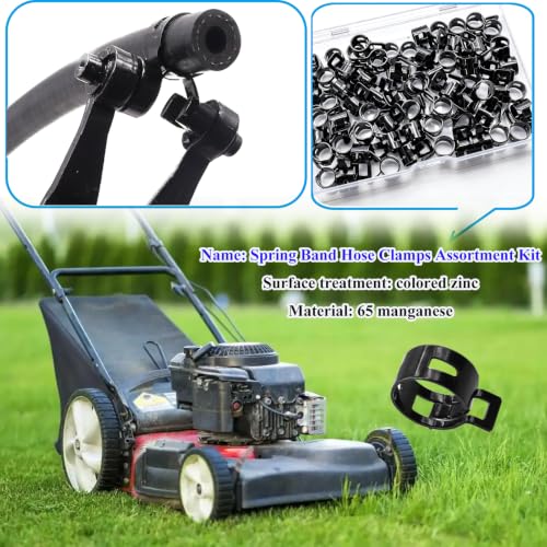 50Pcs 8mm Spring Band Hose Clamps, Black Fuel Line Hose Clamp Low Pressure Air Clip Strap for Silicone Vacuum Hose Fuel Line Clamps - color: Black-8mm-50pcs