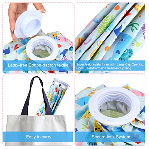 Nuanchu 3 Pieces Ice Bags for Injuries Reusable Ice Pack Hot Cold Water Bag 6, 9, 10 Inches Hot Cold Therapy and Pain Relief Pain Screw Top for Sports Knee Head Leg(Cute Style) - style: Cute Style