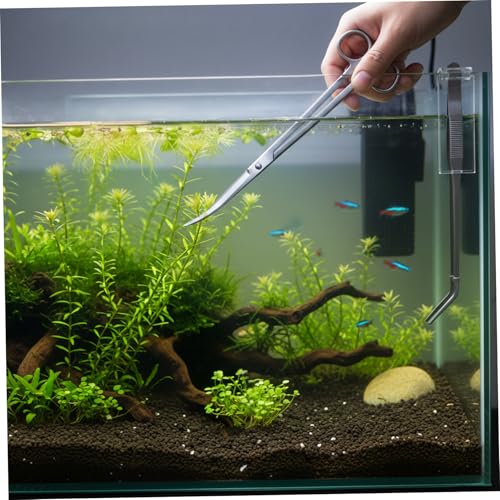 3Pcs Aquascaping Tools, Stainless Steel Aquarium Plant Tools with Straight & Curved Tweezers and Curved Scissors, for Aquatic Plant Care & Tank Maintenance, Terrarium