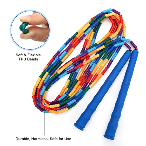 Coolrunner 16 FT Long Jump Rope(2 PACK), Double Dutch Jump Ropes, Soft Beaded Skipping for Kids Adults, Plastic Segmented Long Enough for 4-5 Jumpers - color: Blue2