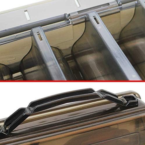 Double-Sided Fishing Lure Hook Tackle Box Visible Hard Plastic Clear Fishing Lure Bait Squid Jig Minnows Hooks Accessory Storage Case Container (Brown-10 Slots) - color: Brown-10 Slots