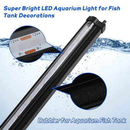 Submersible Fish Tank Aquarium Light: Underwater Aquarium Bubble Lights with Adjustable Brightness Colors -IP68 Waterproof Bubble Lights with Remote and Suction Cups for 20-25 inch Aquarium Fish Tank - size: 20 inch Nanoscale Bubbles