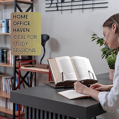 Vigo Wood Book Stand, Book Holder, Reading Stand, Cookbook Holder, Recipe Book Stand, Wooden Book Stands for Reading, Cookbook Stand for Kitchen, Book Holder for Reading in Bed (Oak) - color: Oak