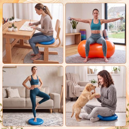 2 Pcs Peanut Ball and Wobble Cushion with Pump Set | Sensory Balance Disc Wiggle Seat for Adults, Flexible Seating for Exercise Physical, Child Training, Yoga - color: Blue