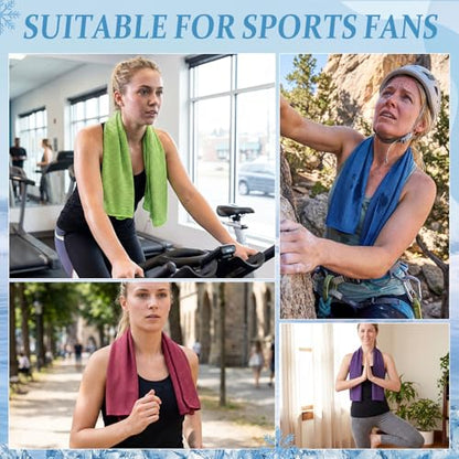 Honoson 30 Pack Cooling Towels Bulk 27"x16" Ice Cold Neck Towels Bulk, Cooling Rags Sports Towel for Hot Weather, Yoga, Golf(Purple, Rose Red, Green, Royal Blue, Light Gray, Blue) - color: Bright Color