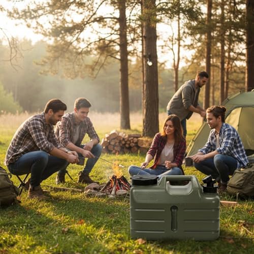 Dicunoy Water Container with Spigot, 3 Gallon Camping Water Storage Container, BPA Free Portable Thick Water Dispenser Tank Jug for Vehicle, Car, Outdoor, Hiking, Emergency, Hurricane Supplies