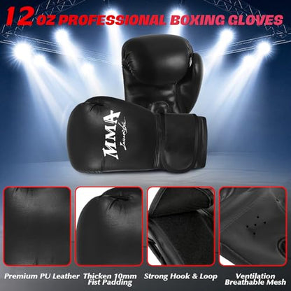 Filled Punching Bag for Adults, 4FT PU Leather Hanging Boxing Bag with 11lb Sponge Filler & 12OZ Boxing Gloves, Heavy Kicking Bag Boxing Equipment for MMA Training Karate Kickboxing - style: Boxing Arms