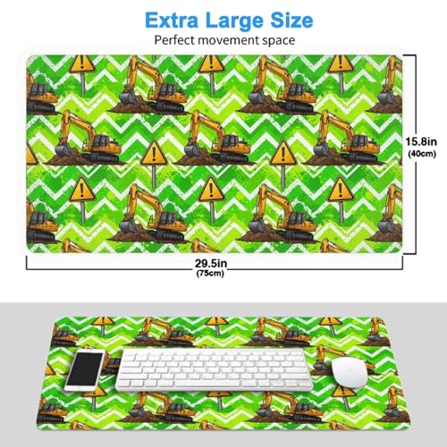 Waterproof Extended Mouse Pad Excavator Cute Construction, Keyboard Mouse Mat Anti Slip Base Desktop - color: Pattern (151), size: 29.5L x 15.8W inches