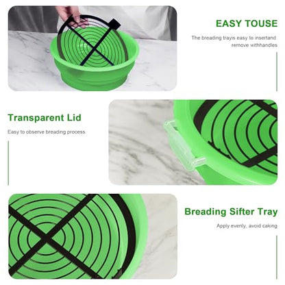 Collapsible Batter Bowl - Breading Bowl Shaker with Lid , Grass Green - color: Grass Green