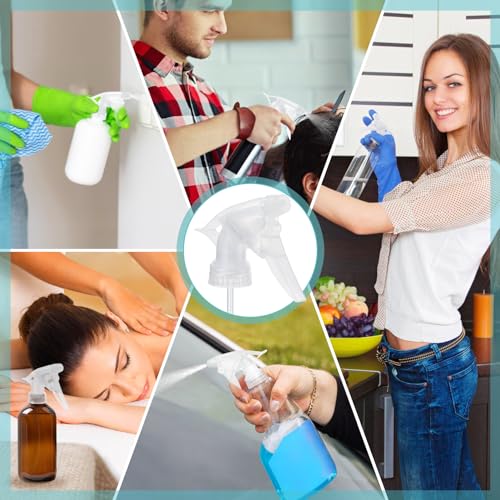 6Pcs 3 Modes Spray Bottle Nozzles Replacement Fit Standard 28/400 Neck | MADHOLLY DIY-Friendly Sprayer Tops, Mist/Stream/Off, Cuttable Tube for 8/16/32oz Bottle, for Plants, Hair, Cleaning - color: Clear