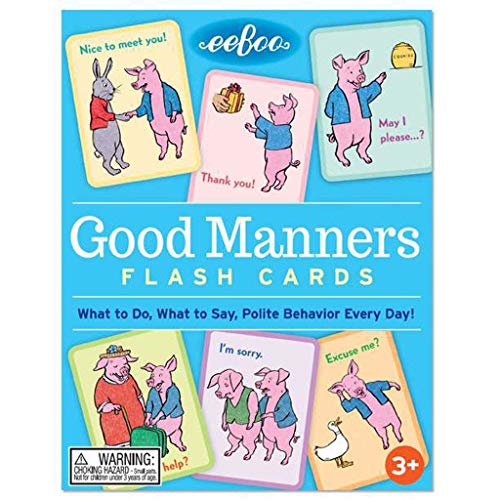eeBoo: Good Manners - 48 Conversation Flashcards, Develops Manners Through Friendly Illustrations of Social Situations, Develop Social and Emotional Intelligence, for Ages 3 and up - style: Good Manners