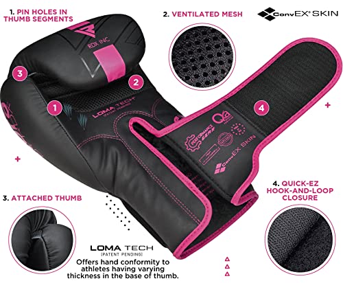RDX Kids Boxing Pads and Gloves Set, Maya Hide Leather Kara Junior Hook and Jab Curved Focus Mitts Punching Gloves for MMA - color: PINK