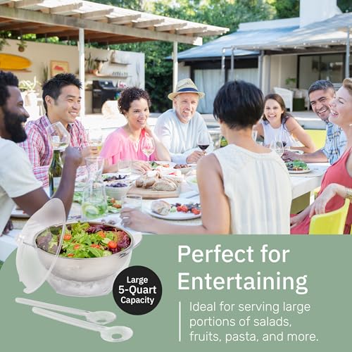 Useful Co. Chilled Serving Bowl, Salad Bowl with Ice Chiller Base and Lid - size: 5 quarts