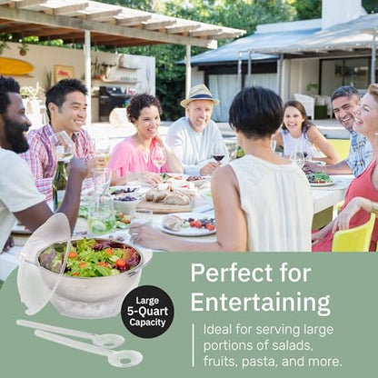 Useful Co. Chilled Serving Bowl, Salad Bowl with Ice Chiller Base and Lid - size: 5 quarts