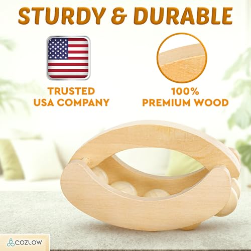 COZLOW - Wooden Massage Ball Roller - Handheld Rolling Massager for Back, Neck, Arm & Leg Muscles - Supports Lymphatic Drainage - May Help Reduce Cellulite Appearance - Pain Relief & Relaxation - color: Wood