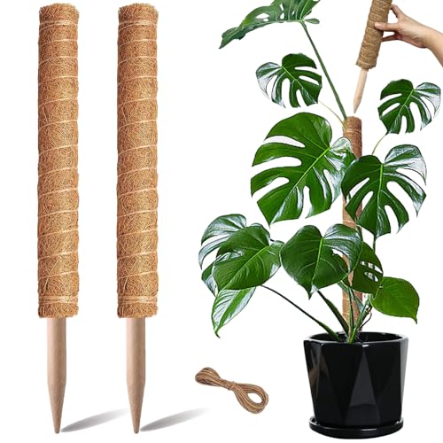 Moss Pole, 2 Pack 17 Inch Monstera Plant Support for Climbing Plants Accessories Indoor, Stackable Moss Poles Plant Support Stakes, Coir Plant Pole Sticks for Potted Plants, Pothos, Philodendron - size: 2pcs x 17 Inches