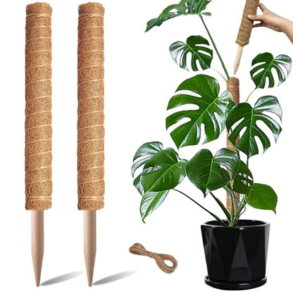Moss Pole, 2 Pack 17 Inch Monstera Plant Support for Climbing Plants Accessories Indoor, Stackable Moss Poles Plant Support Stakes, Coir Plant Pole Sticks for Potted Plants, Pothos, Philodendron - size: 2pcs x 17 Inches