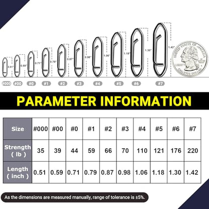 High Strength Fishing Snap Saltwater Stainless Connector Snaps Swivels Tackle Steel Power Fishing Clip Lure Quick Change Black Nickel - size: Size4 (110lb) 50 pcs