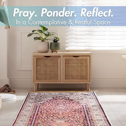 Sacred Artisans Prayer Rug with Super Soft Touch for Men and Women | Prayer Mat and Meditation Mat for Home Travel & Gift (Ruby - Non Padded) - color: Ruby - Non Padded