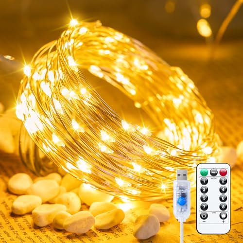 Minetom Twinkle Fairy Lights Plug in, 66ft 200 LEDs USB String Lights - color: Warm White, size: 66ft